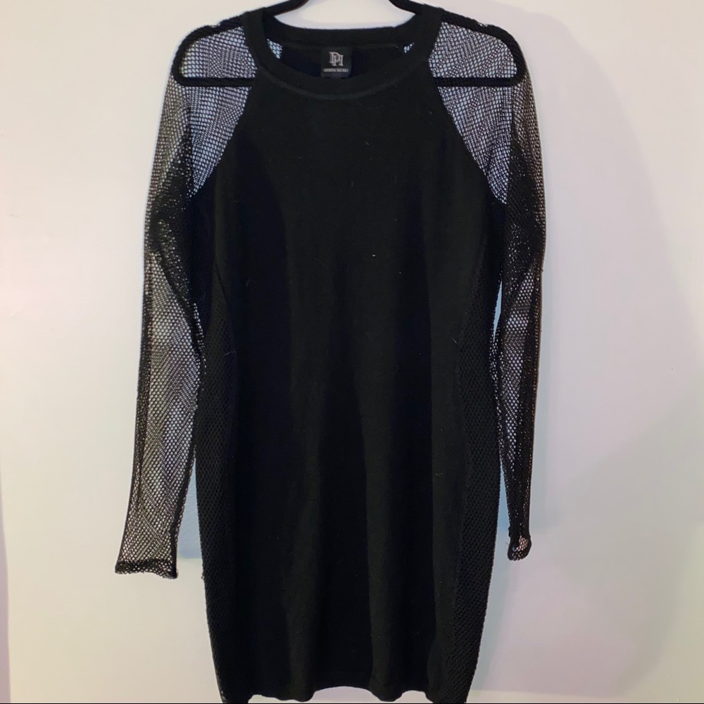 Mesh Arms Black Body Con Dress